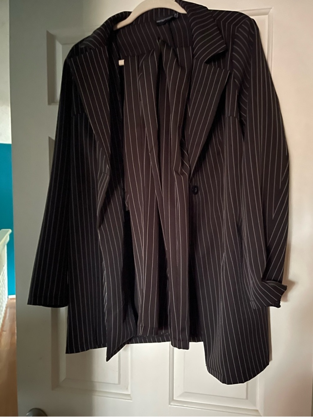 PrettyLittleThing Black Pinstripe Pants Suit Set